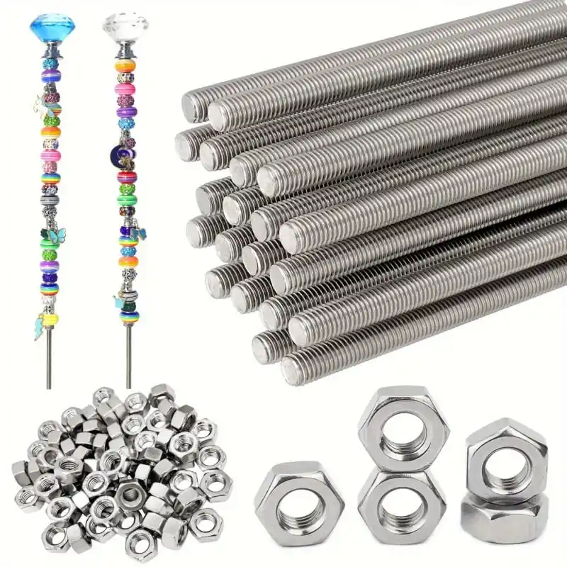 40pcs Stainless Steel Threaded Rod Sets M4 Screw Rods With Hex Nuts