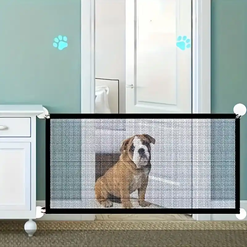Portable Folding Mesh Pet Safety Gate For Home Doorways Stairways