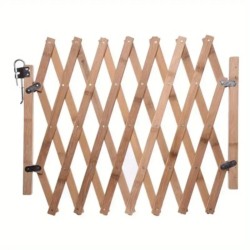 Extendable Wooden Pet Gate Retractable Dog Fence For House Doorwaystairs