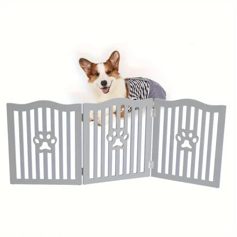 Indoor Wooden Pet Playpen Folding Freestanding Dog Gate Fence