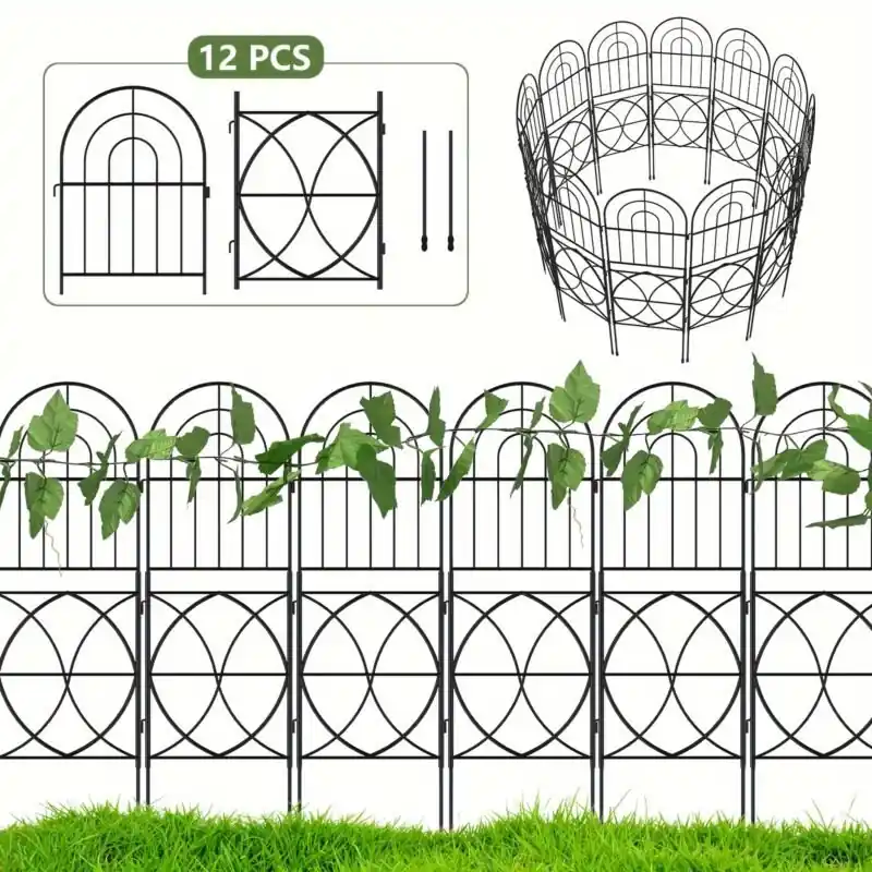 Rustproof 12pc Garden Fence Set No Dig Animal Barrier Landscape Decor