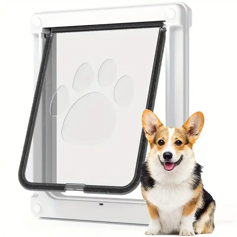 Windproof Wooden Dog Screen Door Antimosquito Pet Fence Twoway Open Access