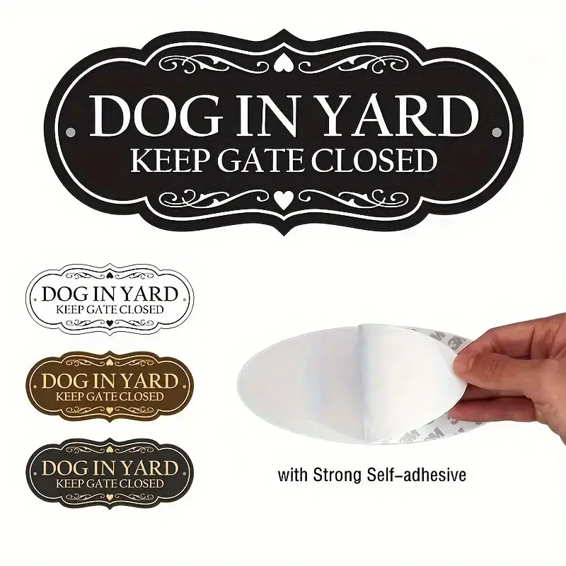 Durable Outdoor Dog Safety Sign Easy Install Adhesive Tape Predrilled Holes