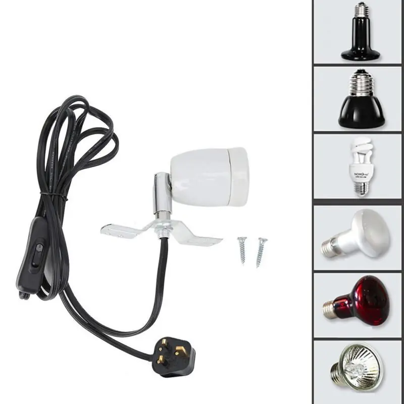 400w Rotatable Ceramic Reptile Heating Bulb Holder Universal Uv Socket