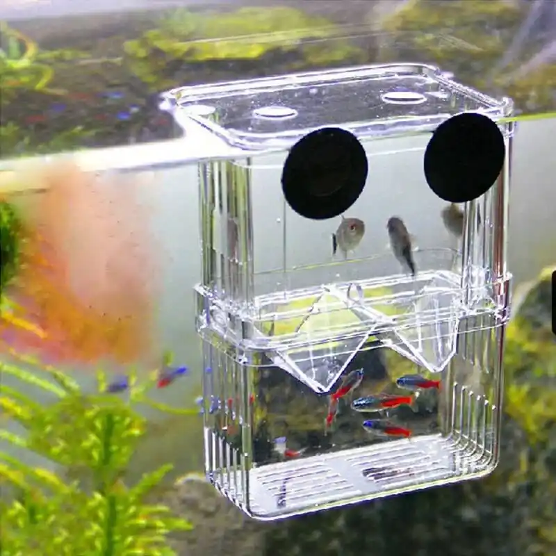 Aquarium Fish Breeding Incubator Box Double Hatch Clear Breeder Boxes