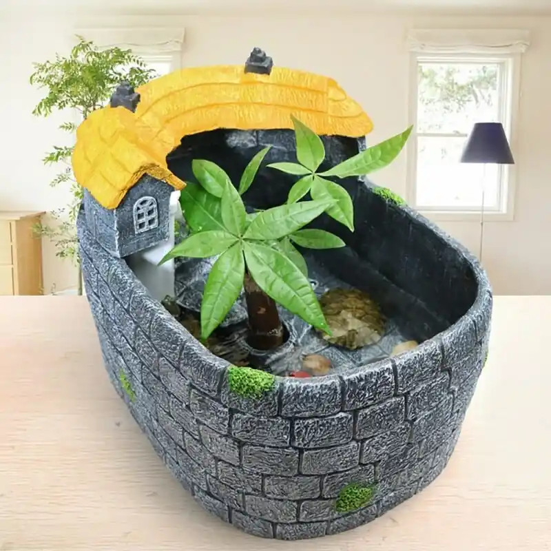 Mini Ecofriendly Aquarium With Turtle Villa Drying Platform