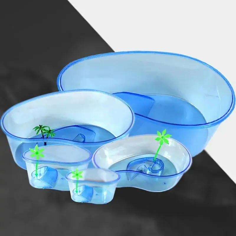 Sturdy Transparent Turtle Tub Aquarium With Basking Platform Coconut Decor