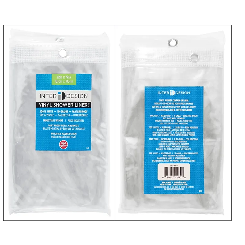 72 In. H X 72 In. W Clear Vinyl Shower Curtain Liner With Grommets