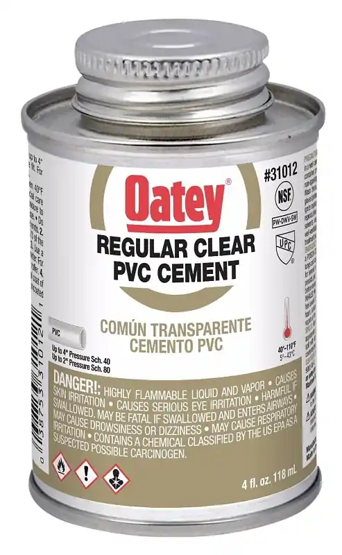 4 Oz. Regular Bodied Clear Pvc Cement For Pipe And Fittings