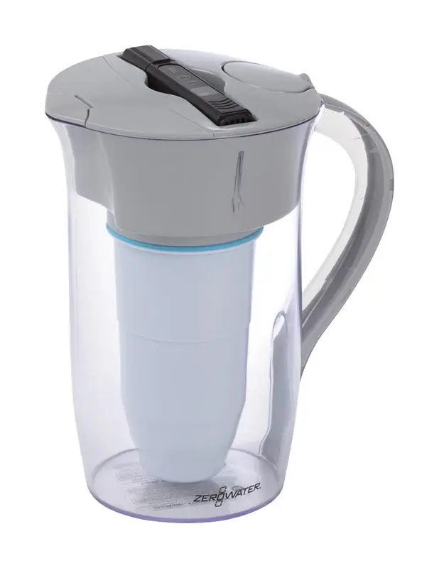 8-cup Round Water Filter Pitcher With 5-stage Filtration In Clear And Grey