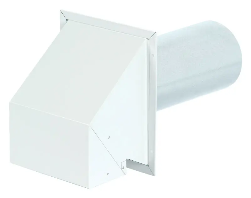 Dryer Vent Hood, Commercial Grade With 12 In. Tail Pipe, White, 4 In.