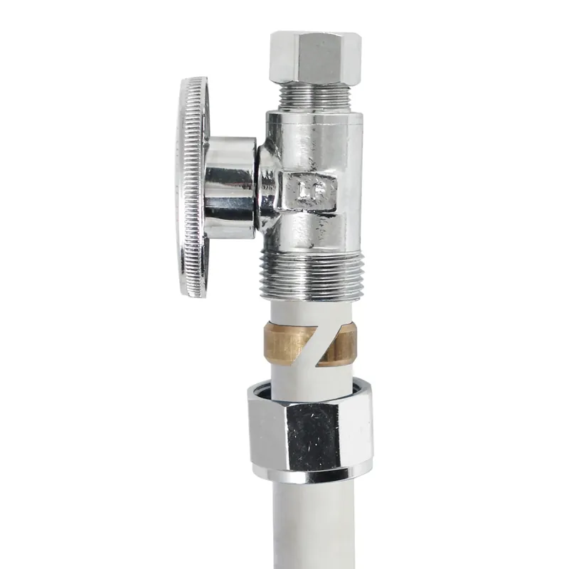 No Crimp 1/2 In. X 1/4 In. Quarter Turn Pex Straight Valve, Chrome-plated