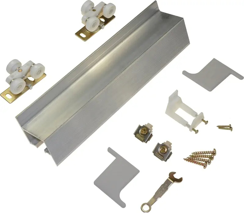 Johnson Hardware 72 In. L Silver Aluminum Sliding Door Hardware Kit 4 Pc
