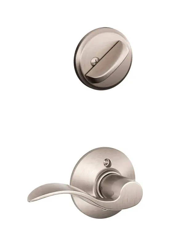 Modern Satin Nickel Right Handed Handleset F59acc619rh With Deadbolt