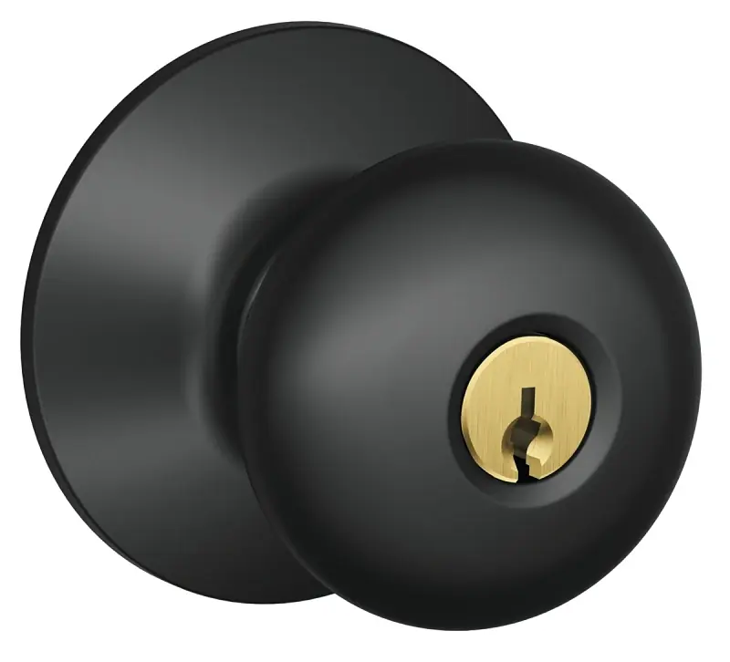 Plymouth Matte Black Entry Knobs Key K4 1-3/4 In. Ansi Grade 2