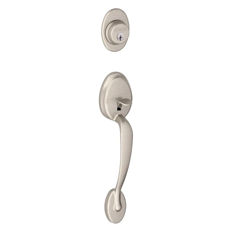 Plymouth Series F58ply619 Satin Nickel Handleset With Single Cylinder Deadbolt