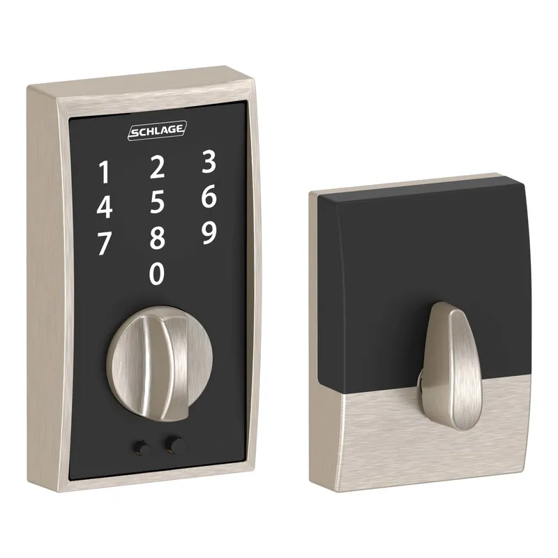 Keyless Deadbolt Lock, Touchscreen, Century Trim, Satin Nickel