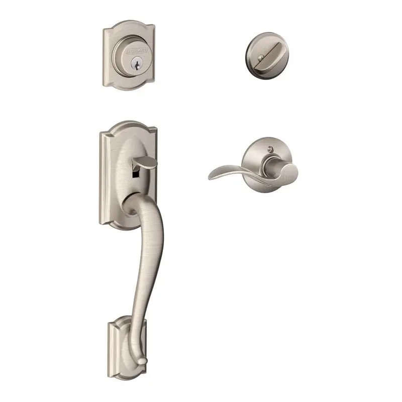 Schlage Satin Nickel Camelot Single‑Cylinder Door Handleset With Ball Knob – Commercial & Residential