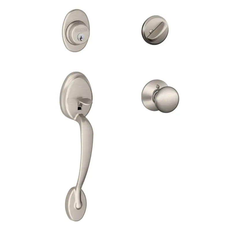 Plymouth Satin Nickel Single Cylinder Handleset And Knob Right Or Left Handed F60vply619