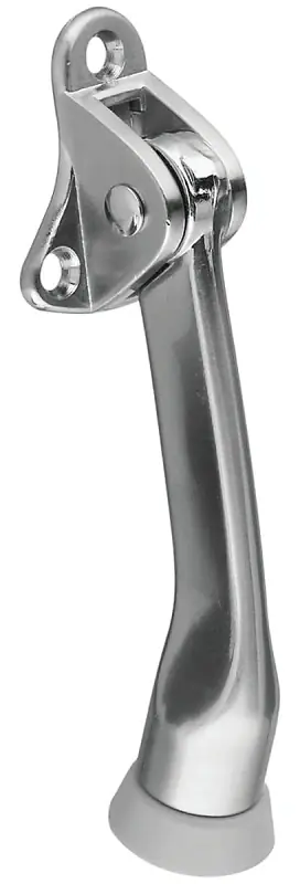 Kick-Down Door Stop, Satin Nickel, 4 In.