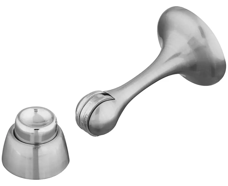 Door Stop With Catch, Magnetic, Satin Nickel, 3 In.