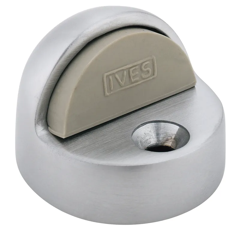 1-3/4 In. W X 2 In. L Brass Satin Chrome Door Stop - Floor Mount
