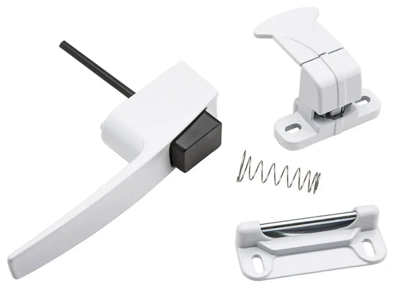 National Hardware Bright White Zinc Push Button Keyed Latch 1 Pk