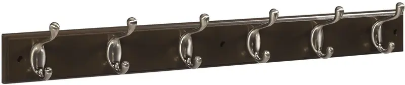 National Hardware 27 In. L Satin Nickel Wood Hook Rack 1 Pk