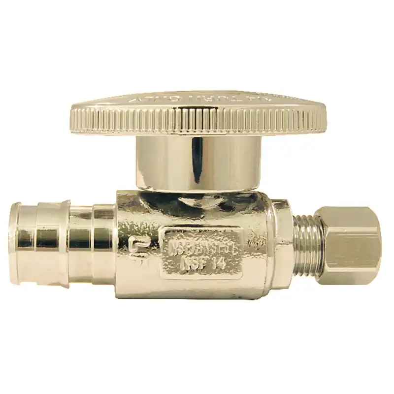 1/2 In. Barb X 1/4 In. Compression Chrome-plated Brass Straight Pex-a Stop Valve