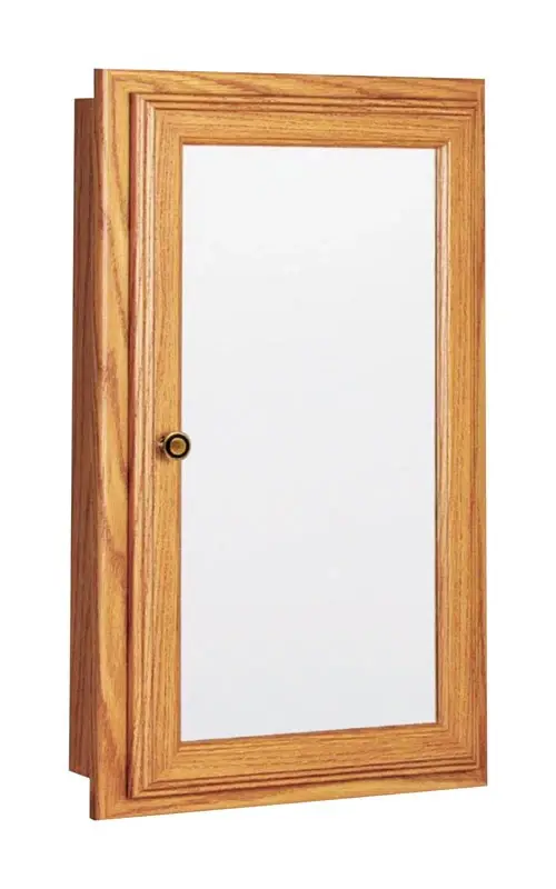 Medicine Cabinet, Oak, Mirrored Swing Door, 15.75W X 4.75D X 25.75H-In.