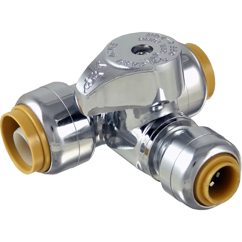1/2 In. Ptc X 1/2 In. Brass Tee Stop With Quarter Turn Valve