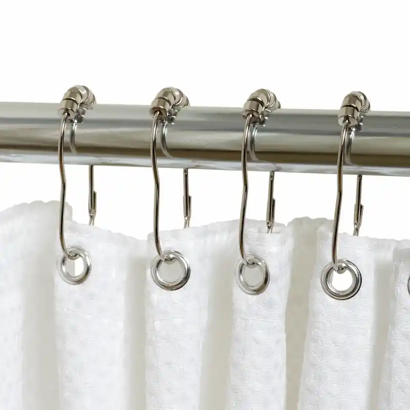 Zenna Home Chrome Silver Metal Shower Curtain Rings 12 Pk