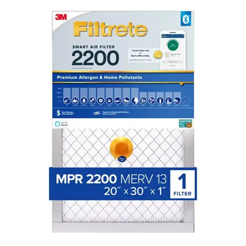 Filtrete 20 In. W X 30 In. H X 1 In. D Fiberglass 13 MERV Pleated Smart Air Filter 1 Pk