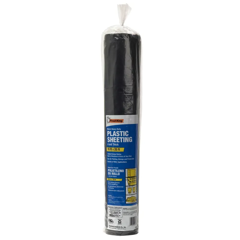 Black Plastic Sheeting Roll 25 Ft L X 15 Ft W X 4 Mil Thickness