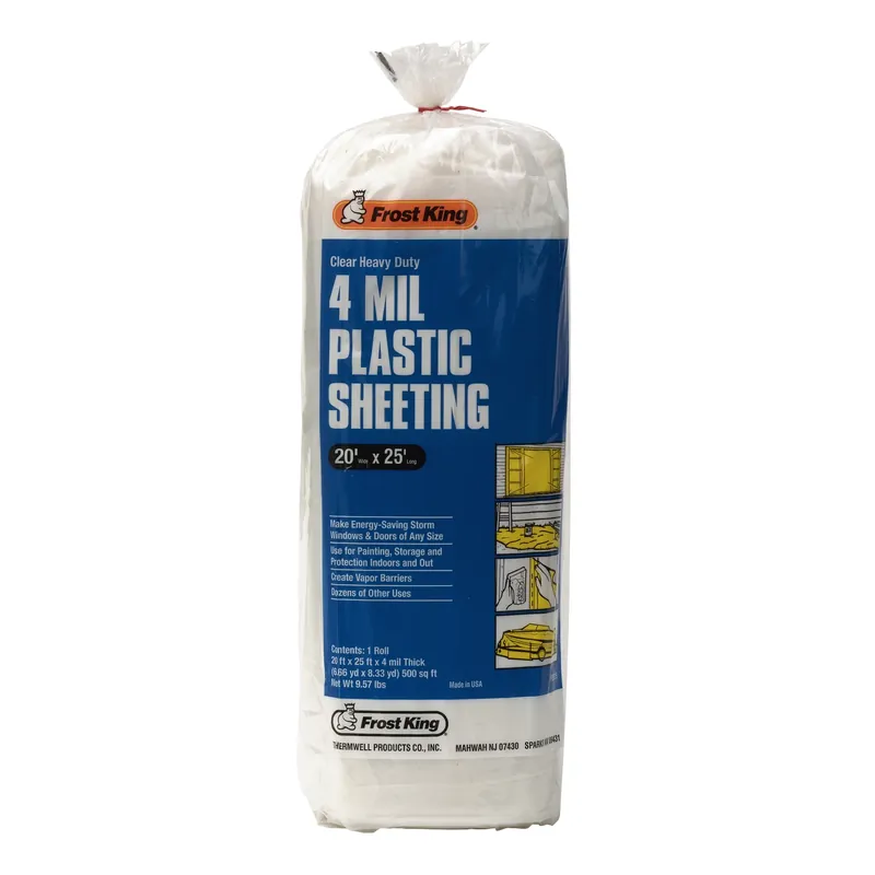4 Mil Clear Plastic Sheeting Roll 20 Ft. W X 25 Ft. L For Doors & Windows