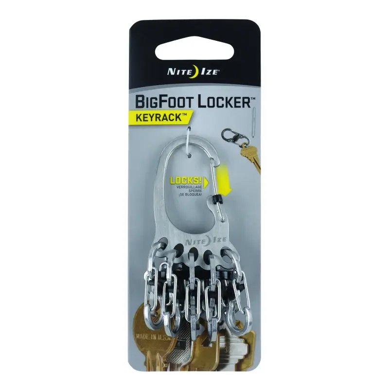 BigFoot Locker KeyRack Key Holder, 5 S-Biner MicroLocks, Stainless Steel