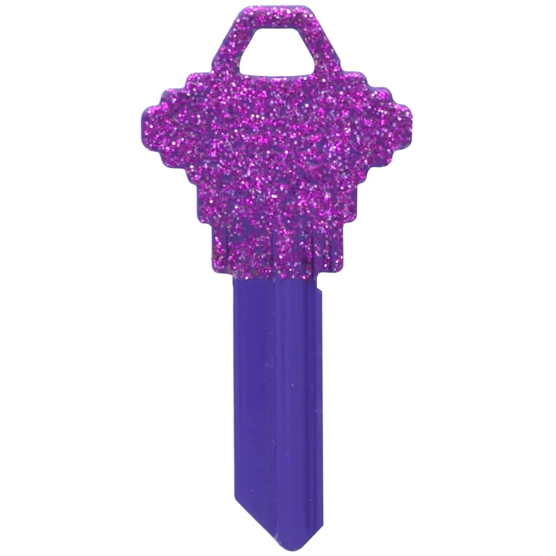 HILLMAN DIVA Purple Glitter House/Office Universal Key Blank Single Purple
