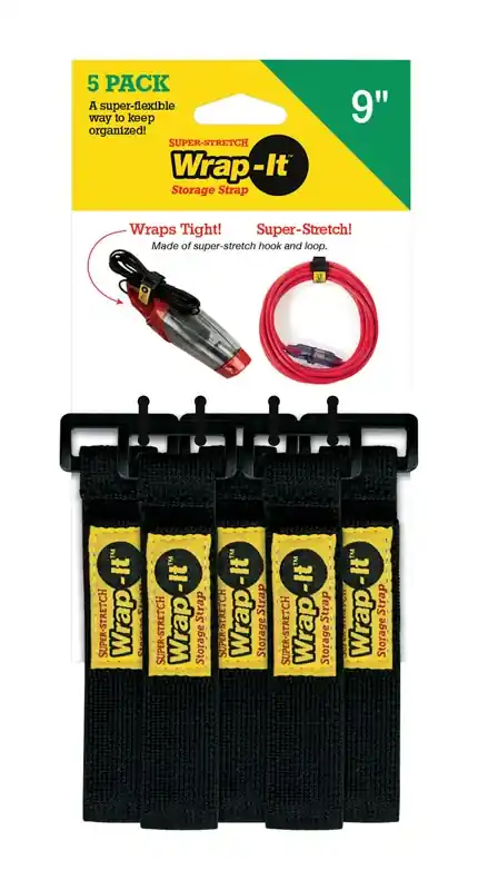 Wrap-It Super-Stretch 1 In. W X 9 In. L Black Stretch Storage Straps 10 Lb 5 Pk