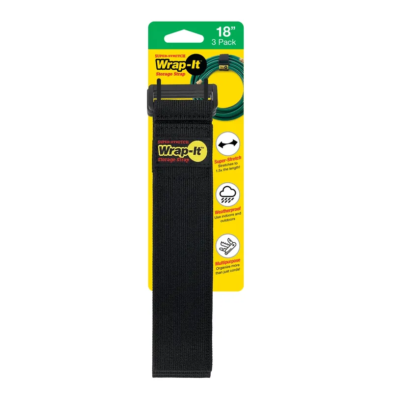 Wrap-It Super-Stretch 2 In. W X 18 In. L Black Stretch Storage Straps 10 Lb 3 Pk