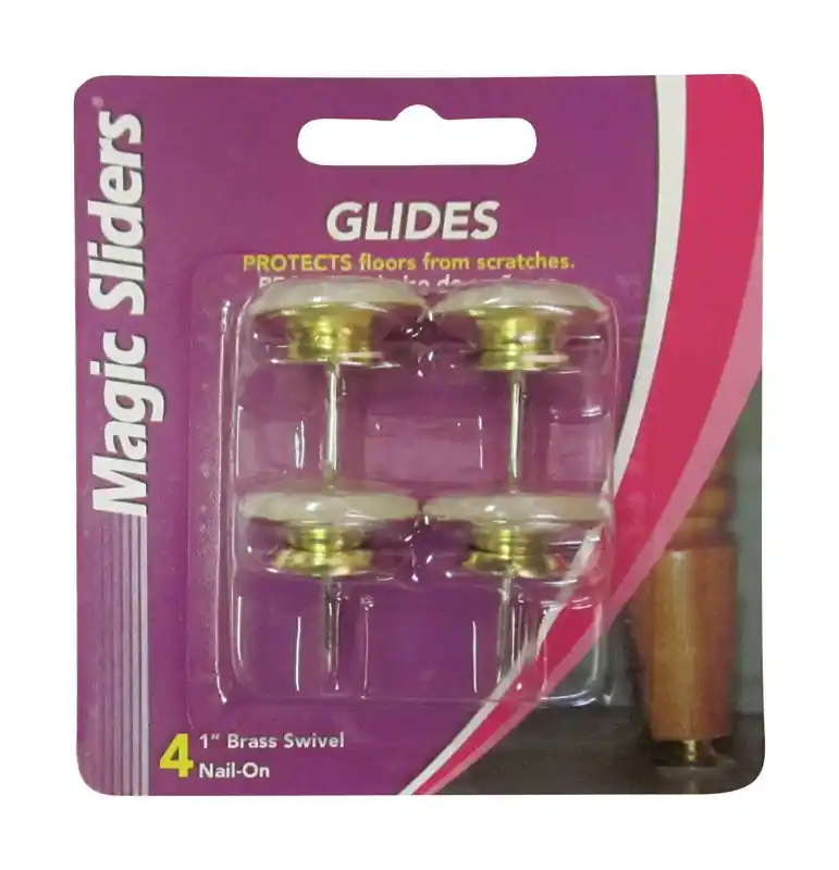 Magic Sliders Gold 1 In. Nail-On Steel Slide Glides 4 Pk