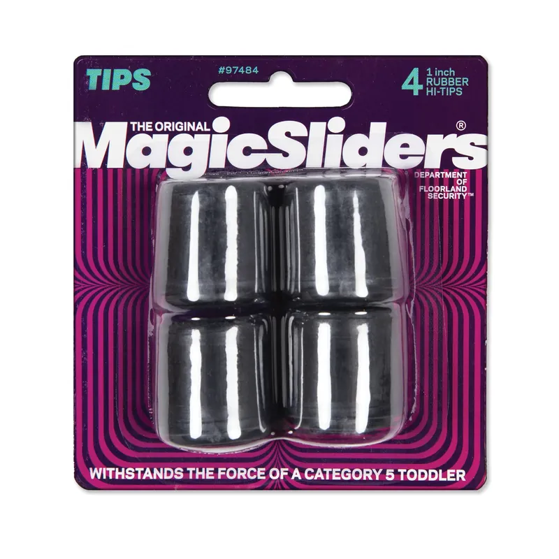 Magic Sliders Rubber Leg Tip Black Round 1 In. W 4 Pk