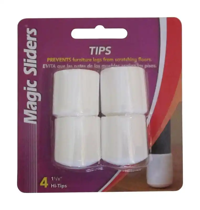 Magic Sliders Rubber Leg Tip White Round 1-1/8 In. W 4 Pk