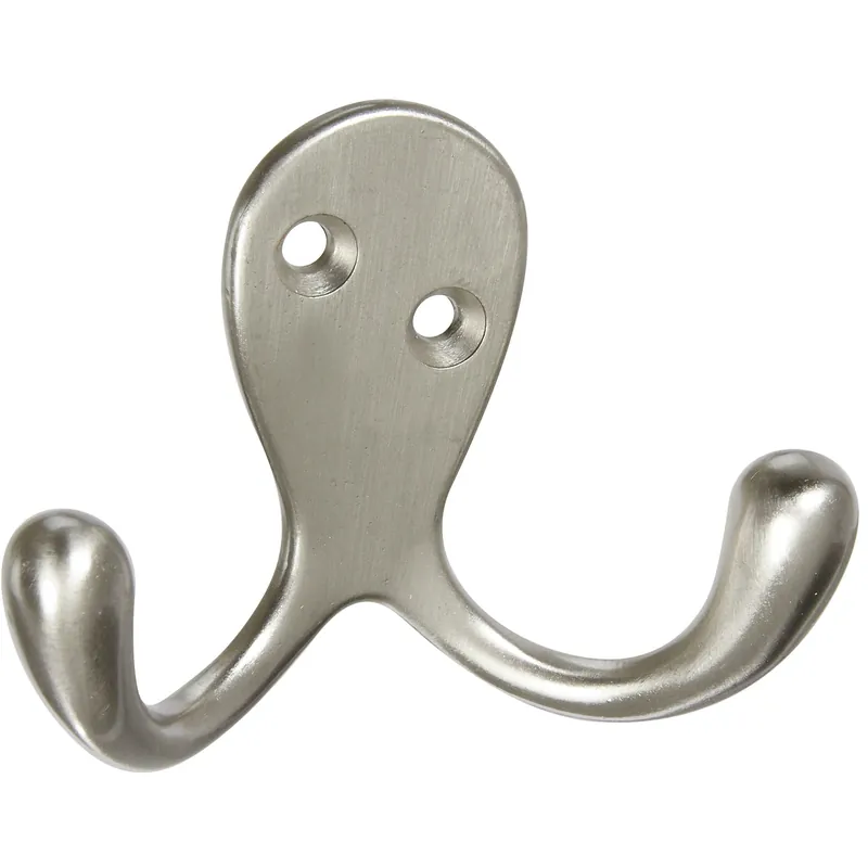 National Hardware Medium Satin Nickel Silver Zinc 3 In. L Double Hook 1 Pk