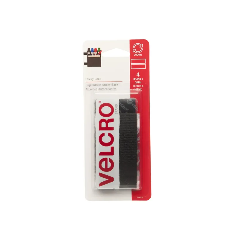 VELCRO Brand Sticky Back Small/Medium Nylon Hook And Loop Fastener 3-1/2 In. L 4 Pk