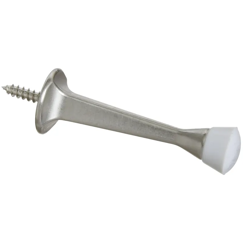 Doorstop, Wall-Mount, Rigid, Square, Satin Nickel, 3 In.