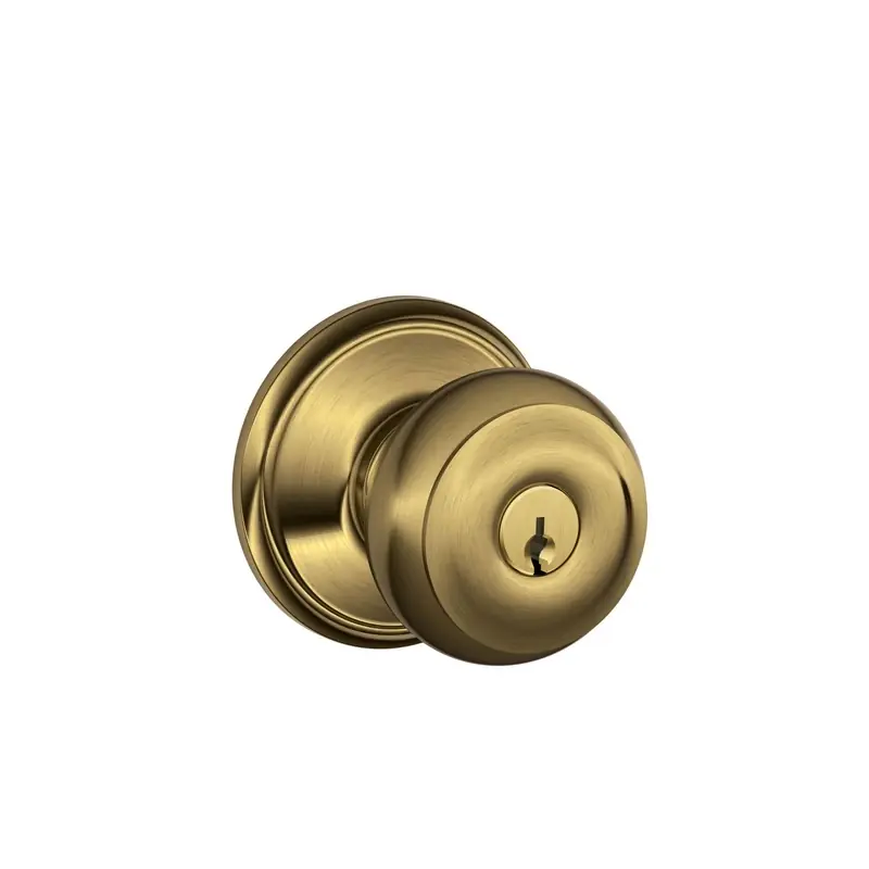 Georgian Antique Brass Entry Lockset 1-3/4 In. Ansi Grade 2