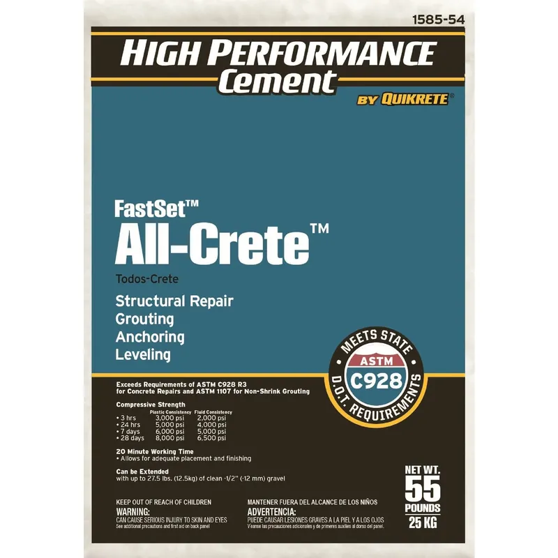 Fastset All-crete Anchoring Cement 55 Lb - High Performance Concrete Mix