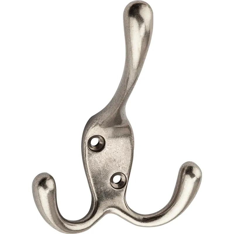 National Hardware Satin Nickel Zinc 4 In. L Triple Hook 1 Pk