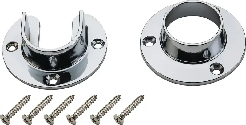 National Hardware 1.31 In. L X 1.31 In. D Polished Chrome Steel Closet Flange Set