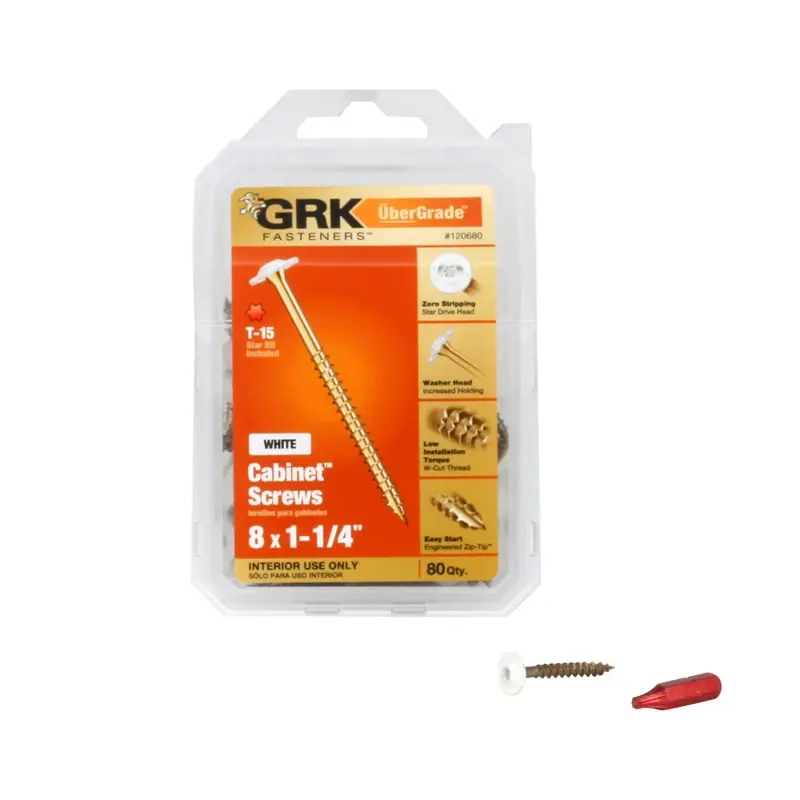 GRK Fasteners No. 8 X 1-1/4 In. L Star Climatek W-Cut Cabinet Screws 80 Pk